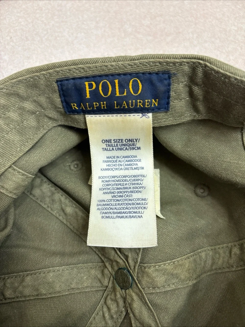 POLO RALPH LAUREN GREEN HAT BASEBALL CAP MULTI COLOR PONY Leather Strap Vintage